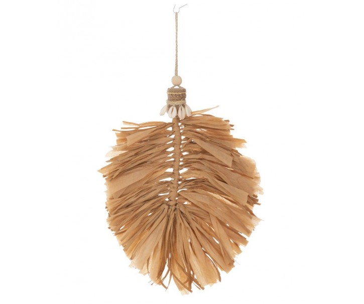 Přírodní závěsná dekorace ve tvaru listu Raffia - 25*4*27/ 35 cm J-Line by Jolipa