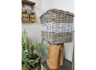 Hnědé antik hranaté ratanové stínidlo - 25*25*25 cm / E27