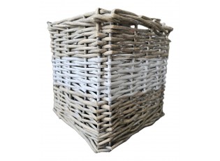 Hnědé antik hranaté ratanové stínidlo - 25*25*25 cm / E27