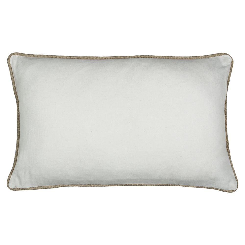 Bílý plátěný polštář s jutovým lemováním Jutei - 30*15*50cm 