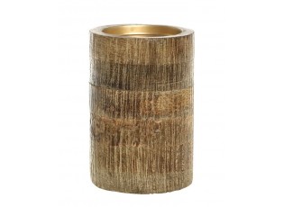 Dřevěný sloupovitý svícen na širokou svíčku Mango Wood L - Ø 10*15 cm