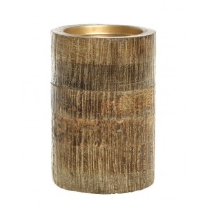 Dřevěný sloupovitý svícen na širokou svíčku Mango Wood L - Ø 10*15 cm