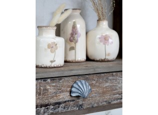 Šedá antik litinová úchytka mušle Shell - 6*4*4,5 cm