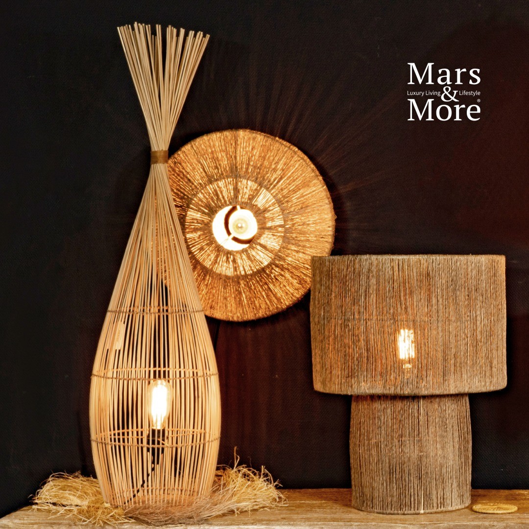 Hnědá ratanová stolní / stojací lampa Jimmia - 30*30*110 cm Mars & More Hnědá ratanová stolní / stojací lampa Jimmia - 30*30*110 cm Mars & More