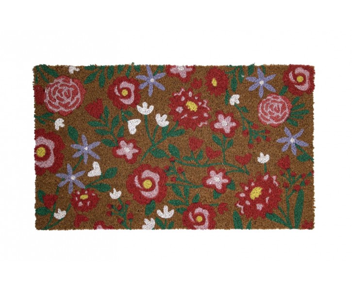 Barevná kokosová rohožka s červenými květy Fleury Poppy - 75*45*2cm Mars & More 