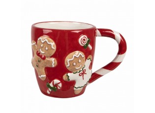 Červený hrnek s perníčky Gingerbread - 14*9*10 cm / 325 ml