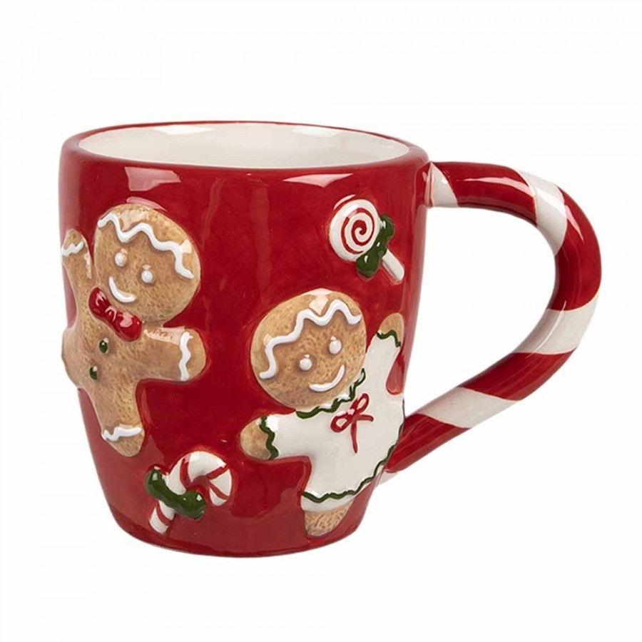 Červený hrnek s perníčky Gingerbread - 14*9*10 cm / 325 ml