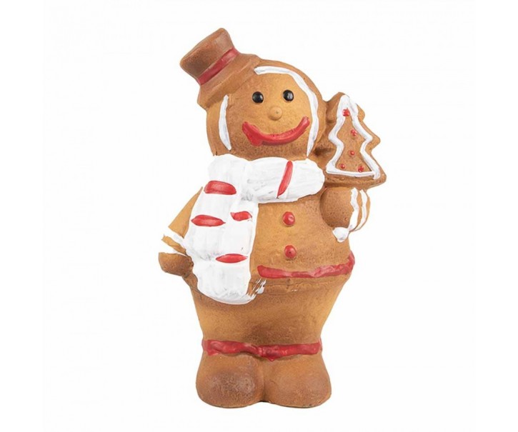 Hnědá vánoční dekorace Perníček Gingerbread - 9*6*15 cm Clayre & Eef
