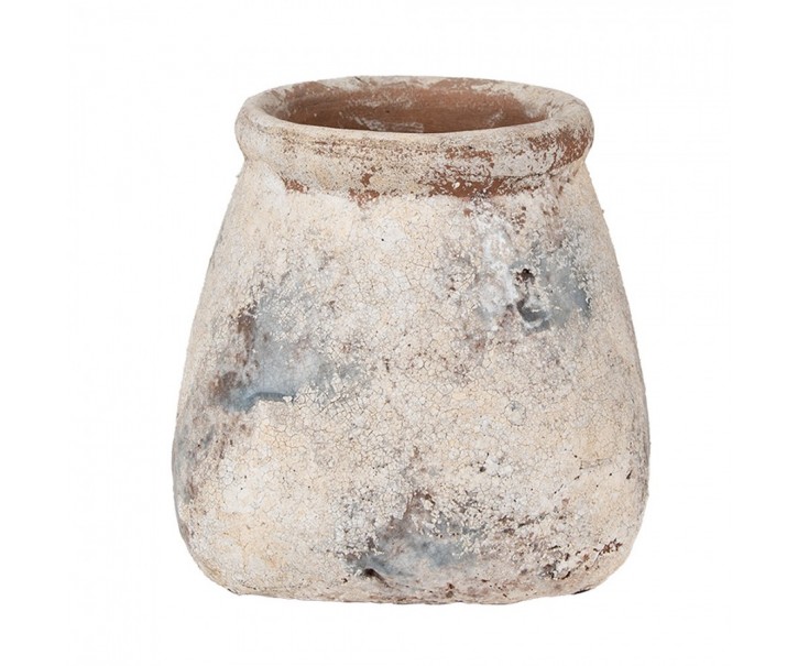 Dekorativní béžový antik terakotový květináč Teracci L - 18*18*17 cm Clayre & Eef