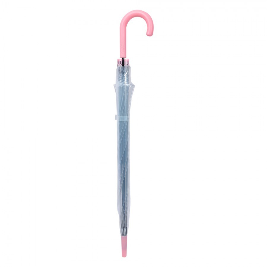 Transparetní deštník s růžovým držadlem pro dospělé - Ø 98*80 cm Clayre & Eef Transparetní deštník s růžovým držadlem pro dospělé - Ø 98*80 cm Clayre & Eef