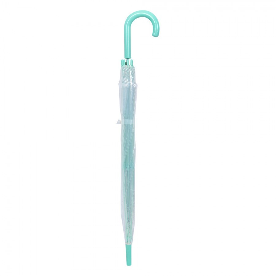 Transparetní deštník se zeleným držadlem pro dospělé - Ø 98*82 cm Clayre & Eef Transparetní deštník se zeleným držadlem pro dospělé - Ø 98*82 cm Clayre & Eef