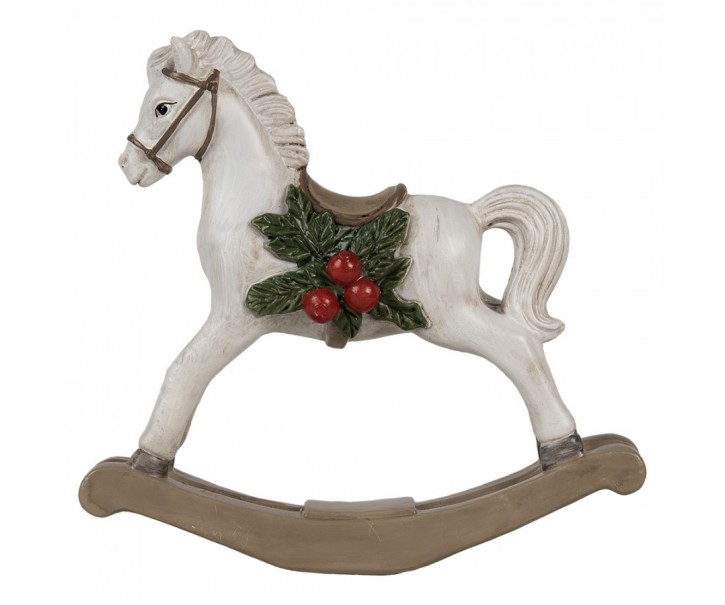 Dekorace bílý houpací koník - 17*5*16 cm Clayre & Eef