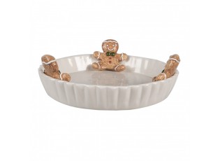 Bílá keramická mísa Perníček Gingerbread - Ø 23*3*7 cm
