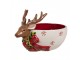 Dekorativní bíločervená keramická miska s jelenem Deer - 21*16*7 / 14 cm / 700 ml Clayre & Eef