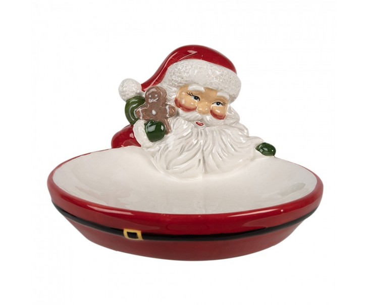 Dekorační keramická miska Santa Claus s perníčkem - 16*19*3 / 10 cm Clayre & Eef