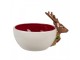 Dekorativní bíločervená keramická miska s jelenem Deer - 21*16*7 / 14 cm / 700 ml Clayre & Eef