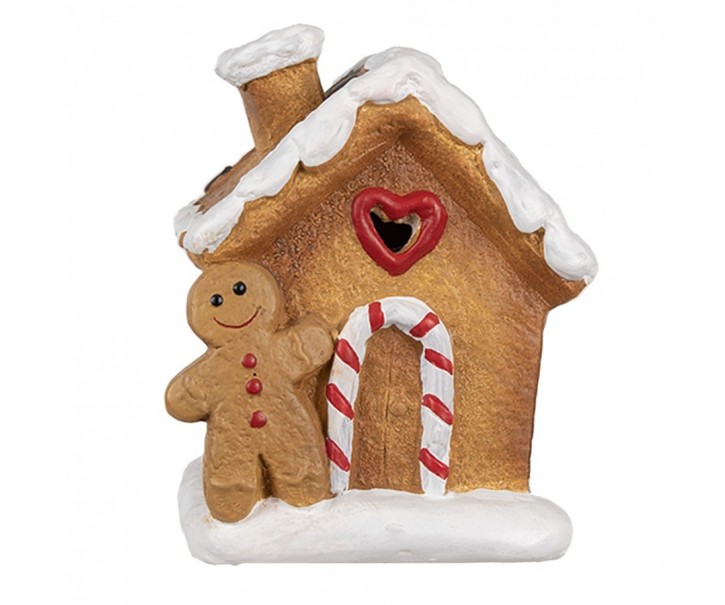 Keramická perníková chaloupka s perníčkem Gingerbread House - 11*7*16 cm Clayre & Eef