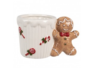 Bílý keramický hrneček Perníček Gingerbread - 15*10*10 cm / 350 ml