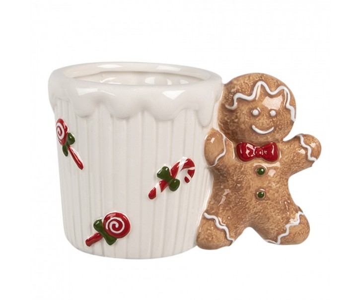 Bílý keramický hrneček Perníček Gingerbread - 15*10*10 cm / 350 ml Clayre & Eef
