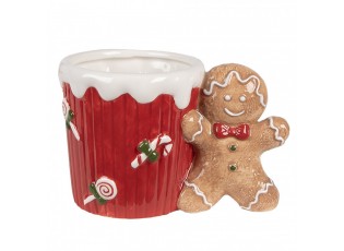 Červený keramický hrneček Perníček Gingerbread - 15*10*10 cm / 350 ml