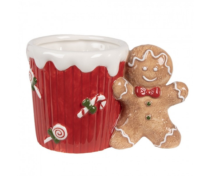 Červený keramický hrneček Perníček Gingerbread - 15*10*10 cm / 350 ml Clayre & Eef