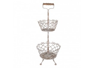 Šedý kovový vintage etažér La Roque s patinou - Ø 28*74 cm