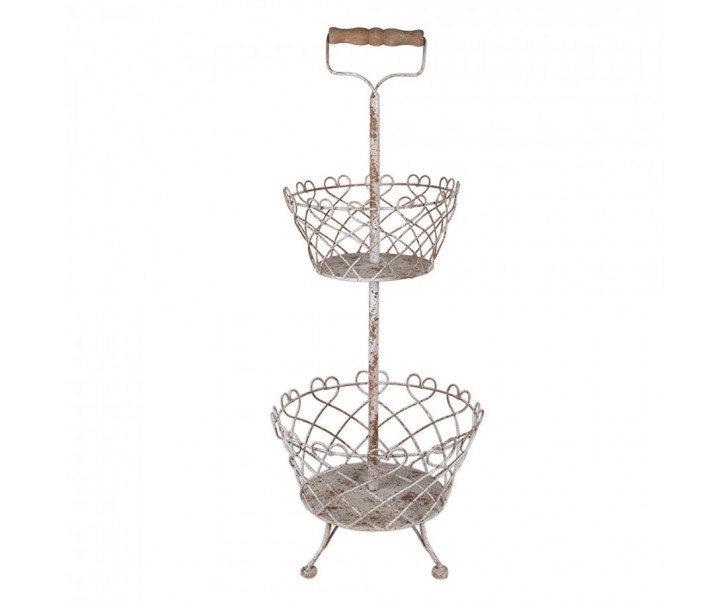 Šedý kovový vintage etažér La Roque s patinou - Ø 28*74 cm Clayre & Eef