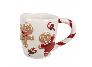 Bílý hrnek s perníčky Gingerbread - 14*9*10 cm / 325 ml