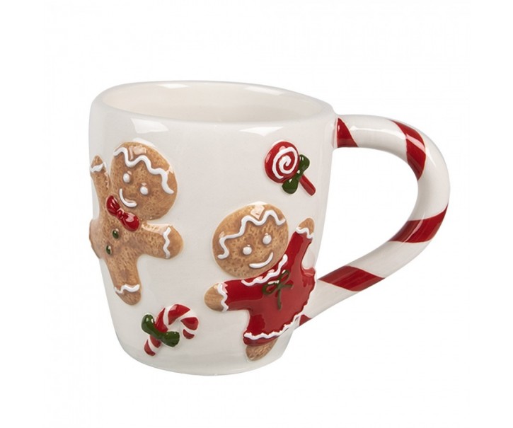 Bílý hrnek s perníčky Gingerbread - 14*9*10 cm / 325 ml Clayre & Eef