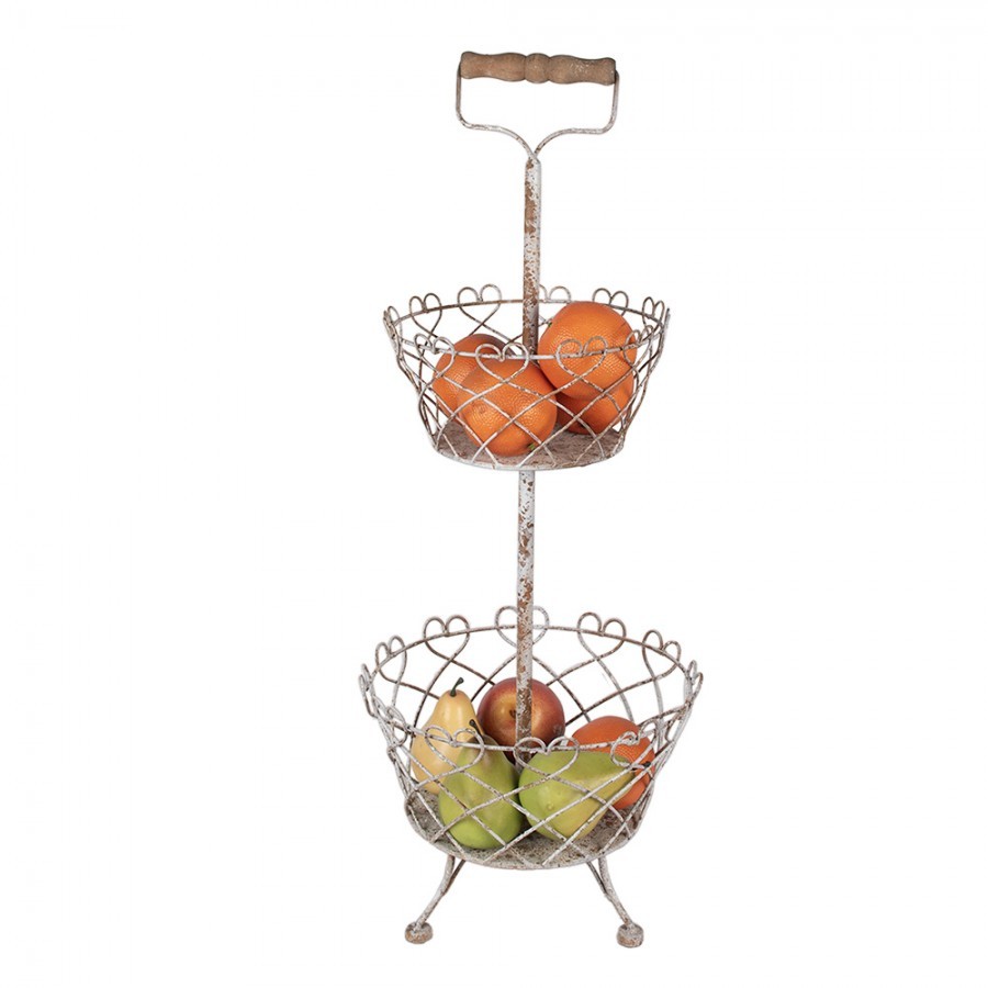 Šedý kovový vintage etažér La Roque s patinou - Ø 28*74 cm Clayre & Eef Šedý kovový vintage etažér La Roque s patinou - Ø 28*74 cm Clayre & Eef