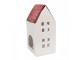 Bílo-červený svícen porcelánový domek - 8*8*15 cm Clayre & Eef