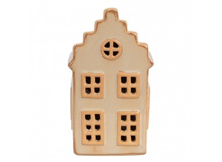 Béžový porcelánový svítící domek - 6*6*11 cm