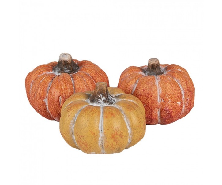 Set 3ks keramická oranžová dekorace dýně Pumpkin - Ø 5*4 cm Clayre & Eef
