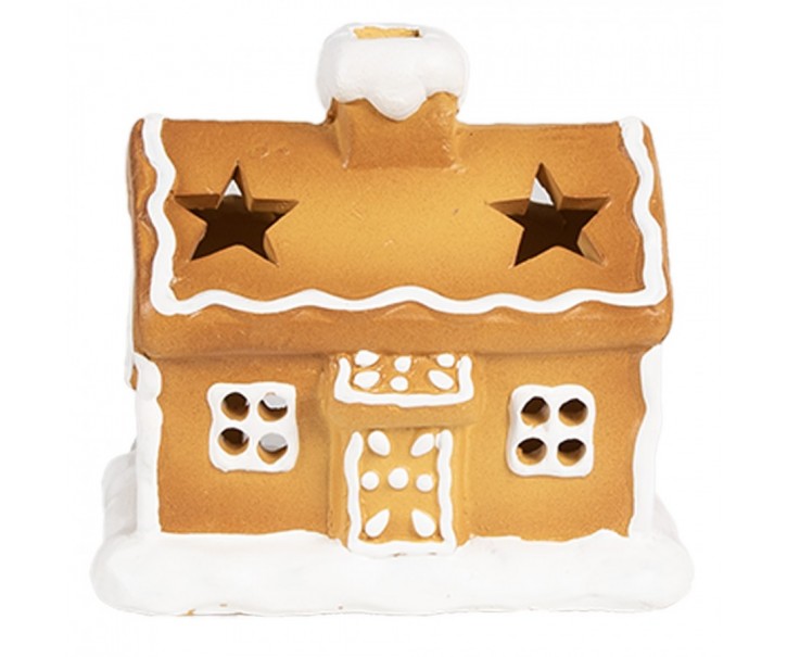 Keramický svícen perníková chaloupka Gingerbread House - 11*8*10 cm Clayre & Eef