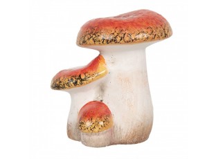 Bílo-červená keramická dekorace houby Muchomůrky - 10*9*12 cm