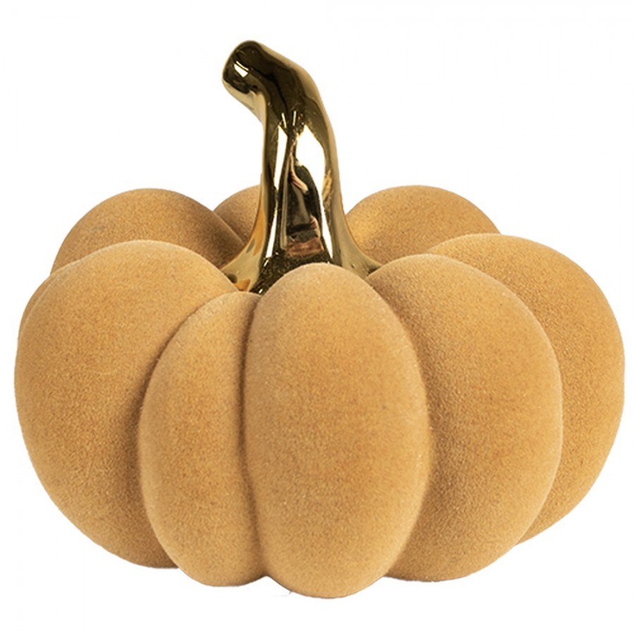 Oranžová keramická dekorace dýně Pumpkin - Ø 15*12 cm Clayre & Eef Oranžová keramická dekorace dýně Pumpkin - Ø 15*12 cm Clayre & Eef