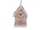 Závěsná růžová ozdoba perníková chaloupka Gingerbread House - 4*4*6 cm Clayre & Eef