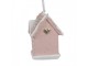 Závěsná růžová ozdoba perníková chaloupka Gingerbread House - 4*4*6 cm Clayre & Eef