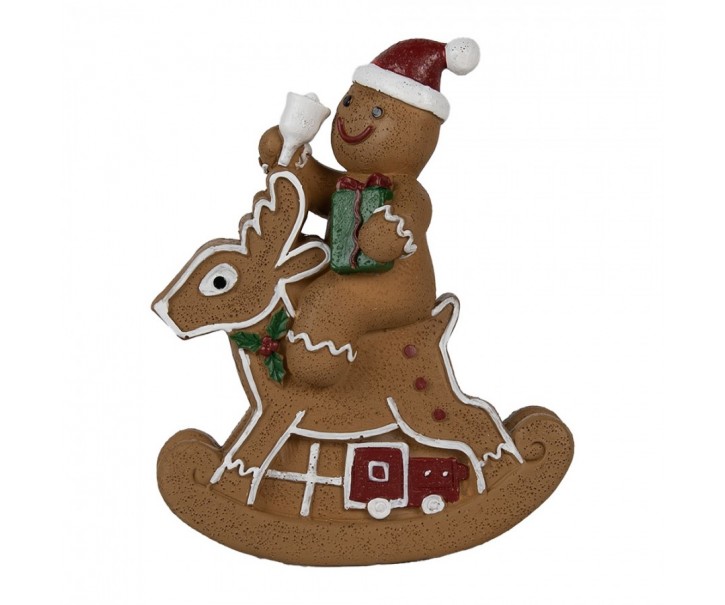 Vánoční dekorace Perníček na houpacím jelínkovi Gingerbread - 11*5*12 cm Clayre & Eef