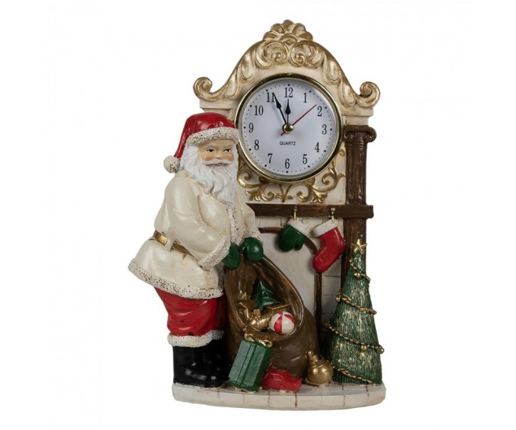 Stolní hodiny s vánoční dekorací Santa Clause - 15*7*22 cm Clayre & Eef