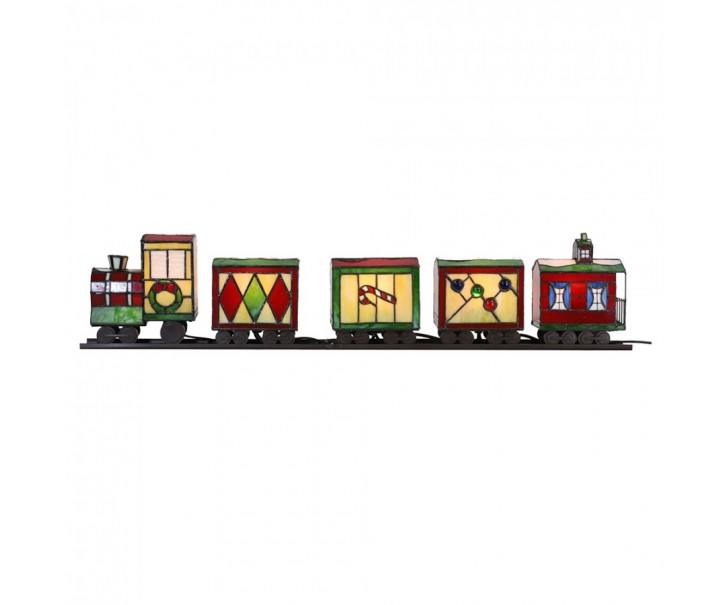 Stolní barevná Tiffany lampa Train - 100*9*20 cm E14/max 5*7W Clayre & Eef