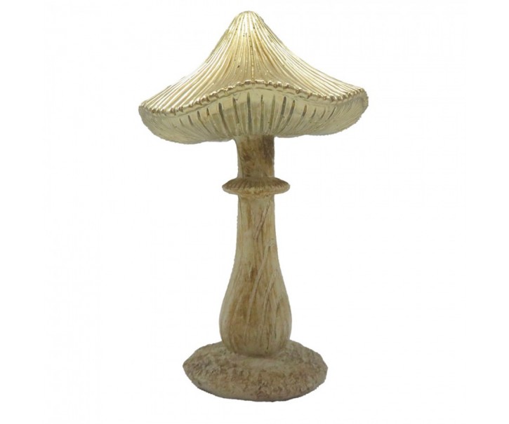 Béžovo-zlatá dekorace houba Mushroom - 11*9*15 cm Clayre & Eef