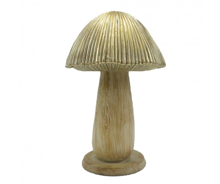 Béžovo-zlatá dekorace houba Mushroom - Ø 9*14 cm Clayre & Eef
