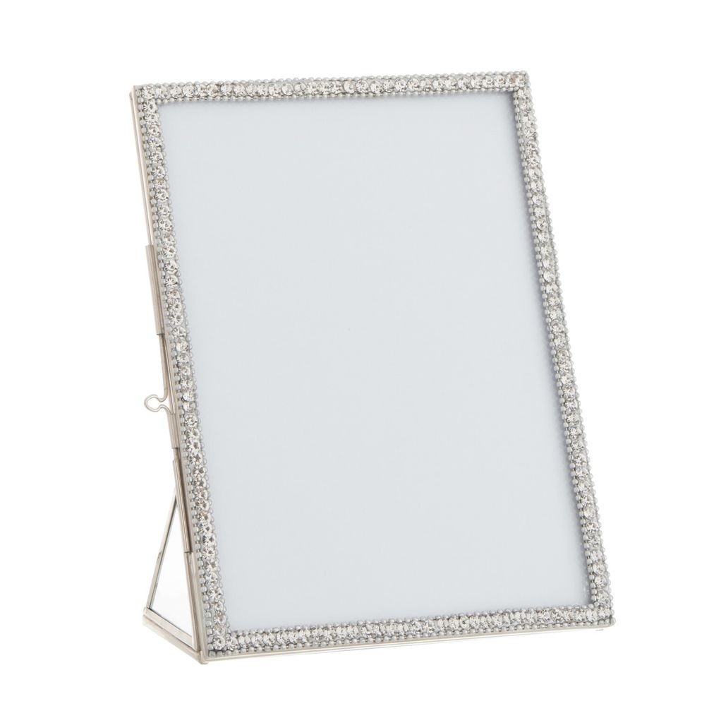 Stříbrný kovový fotorámeček s kamínky Jewel L - 15*20 cm