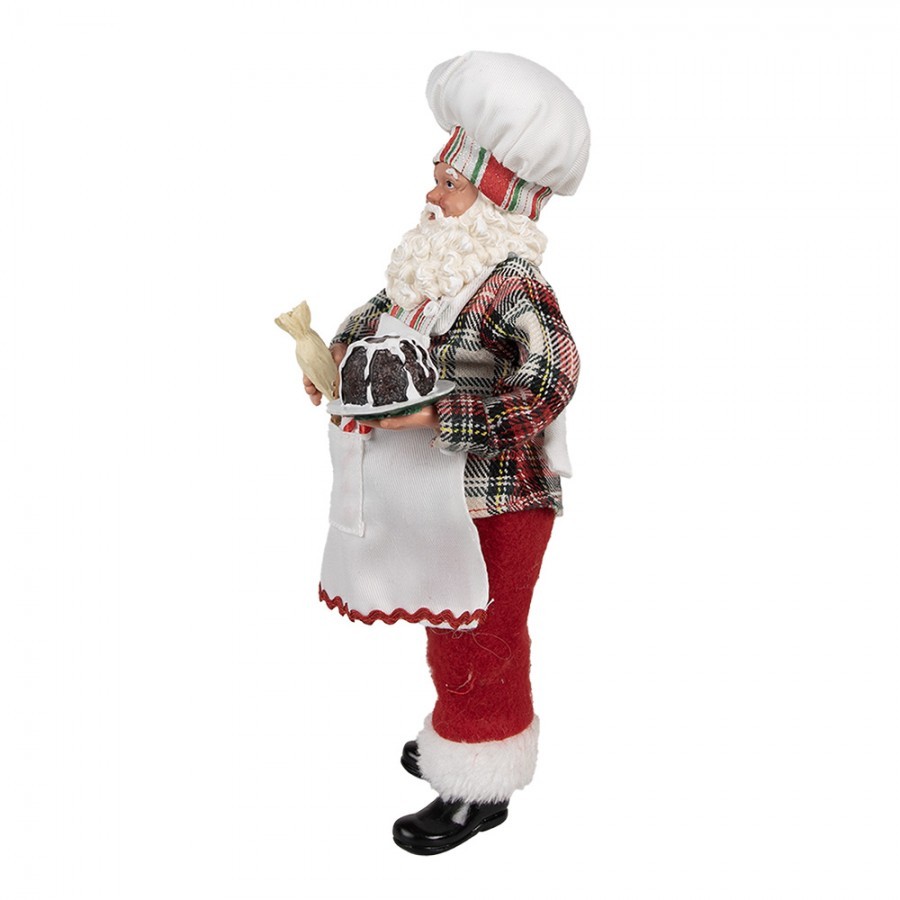 Vánoční dekorace Santa cukrář s dortem a perníčkem - 16*9*28 cm Clayre & Eef Vánoční dekorace Santa cukrář s dortem a perníčkem - 16*9*28 cm Clayre & Eef