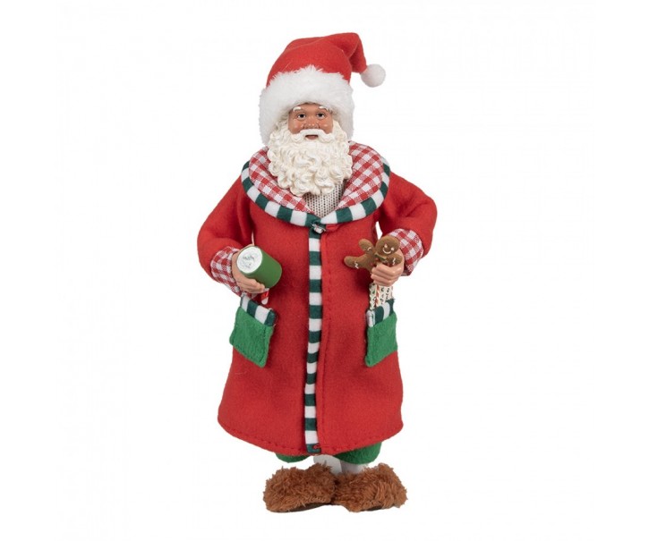 Vánoční dekorace Santa v kabátku s perníčkem a bačkorkama - 15*9*28 cm Clayre & Eef