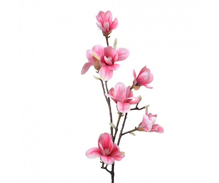 Dekorace umělá větev s růžovými květy magnolia - 25*10*97 cm Clayre & Eef
