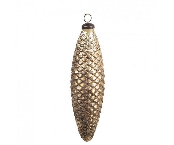Zlatá skleněná vánoční ozdoba ve tvaru šišky L - Ø 7*6*22 cm Clayre & Eef
