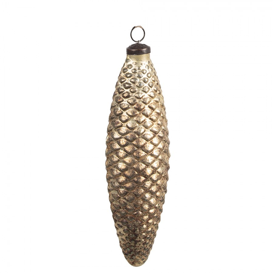 Zlatá skleněná vánoční ozdoba ve tvaru šišky L - Ø 7*6*22 cm Clayre & Eef Zlatá skleněná vánoční ozdoba ve tvaru šišky L - Ø 7*6*22 cm Clayre & Eef