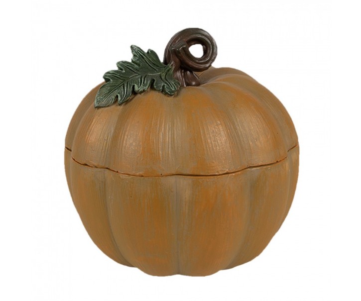 Oranžová dekorace dóza dýně Pumpkins - 10*8*10 cm Clayre & Eef